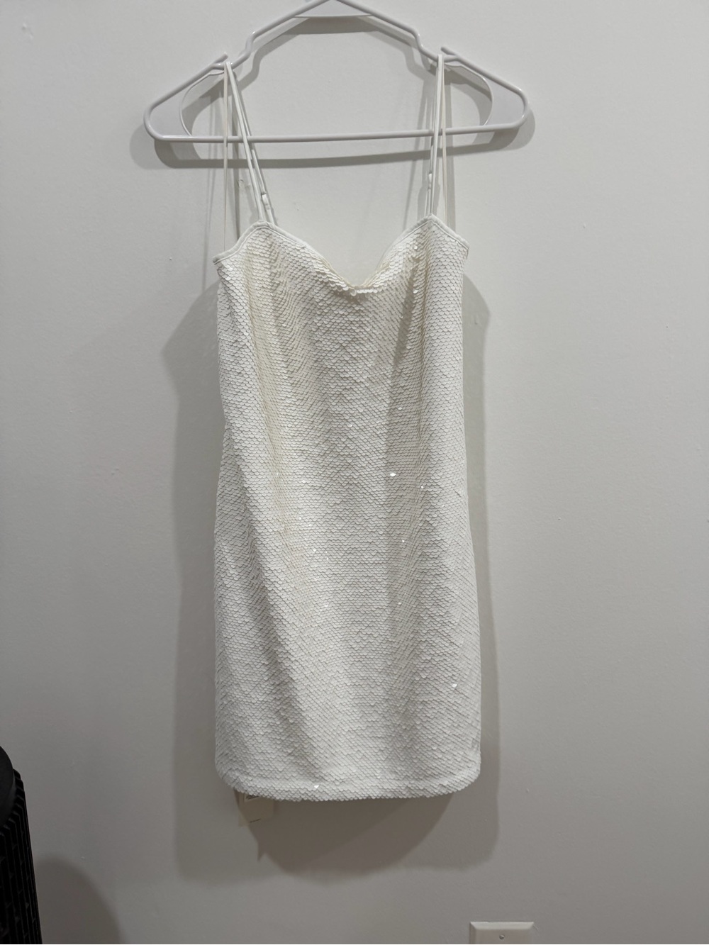 Abercrombie & Fitch White Sequin Mini Slip Dress